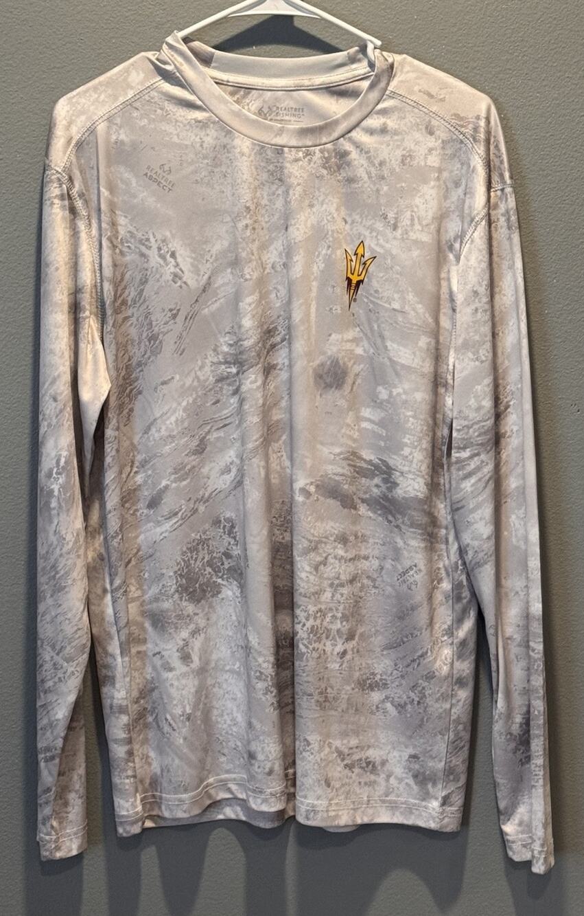 RealTree Fishing Shirt Men's L White Camo Long Sleeve Arizona State